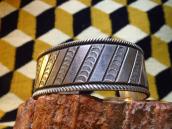 NAVAJO GUILD Bias Stamped Ingot Silver Cuff Bracelet  c.1940