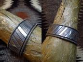 NAVAJO GUILD Bias Stamped Ingot Silver Cuff Bracelet  c.1940