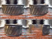 NAVAJO GUILD Bias Stamped Ingot Silver Cuff Bracelet  c.1940