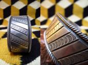 NAVAJO GUILD Bias Stamped Ingot Silver Cuff Bracelet  c.1940