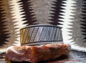 NAVAJO GUILD Bias Stamped Ingot Silver Cuff Bracelet  c.1940
