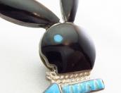 Old Zuni 【Playboy rabbit】 Channel  Inlay Lapel Pin  c.1970～