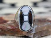 Vintage Zuni Tortoiseshell & Shell Inlay Seal Ring  c.1965～