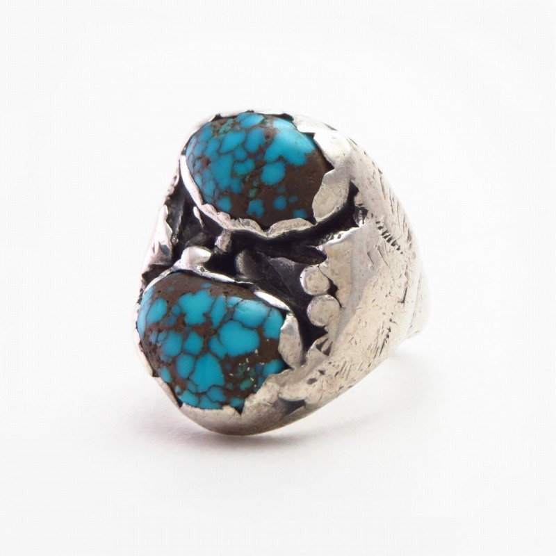 【Dan Simplicio】High Grade Turquoise Worn Men's Ring c.1940～