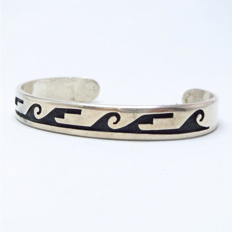 【Darren Silas】 Old Hopi Water Wave Overlay Cuff  c.1990～