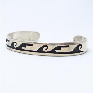 【Darren Silas】 Old Hopi Water Wave Overlay Cuff  c.1990～