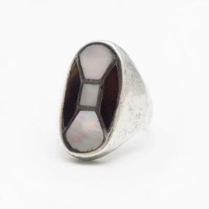 Vintage Zuni Tortoiseshell & Shell Inlay Seal Ring  c.1965～