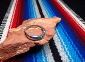 Vintage Zuni Turquoise Inlay Silver Zig Zag Ring  c.1960～