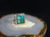 Vtg Navajo or Zuni Turquoise Inlay Square Face Ring c.1950～