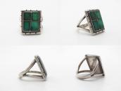 Vtg Navajo or Zuni Turquoise Inlay Square Face Ring c.1950～