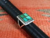 Vtg Navajo or Zuni Turquoise Inlay Square Face Ring c.1950～