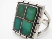 Vtg Navajo or Zuni Turquoise Inlay Square Face Ring c.1950～