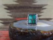 Vtg Navajo or Zuni Turquoise Inlay Square Face Ring c.1950～