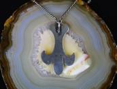 Vtg Navajo Hand Made Chain Necklace w/Cornflower Top c.1940～