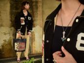 Vtg Navajo Hand Made Chain Necklace w/Cornflower Top c.1940～