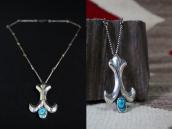 Vtg Navajo Hand Made Chain Necklace w/Cornflower Top c.1940～