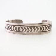 【NAVAJO GUILD】Vtg Stamped Ingot Silver Cuff Bracelet c.1945～