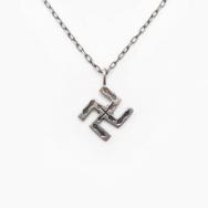 Antique Navajo Stamped 卍 Small Top Necklace in Silver c.1930