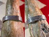 Vtg Navajo Stamped Heavy Ingot Silver Cuff Bracelet  c.1940～