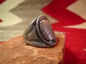 Antique Indian Head Patched Silver Cigar Band Ring c.1920～