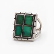 Vtg Navajo or Zuni Turquoise Inlay Square Face Ring c.1950～