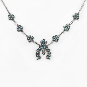 【Rose M. James】Zuni SnakeEye Turquoise Naja Necklace c.1980～