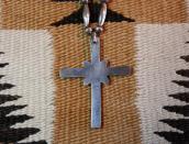 Vtg Navajo Handmade Bead Necklace w/Cast Silver Cross c.1950