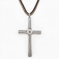 Antique Navajo Stamped Silver Cross Top Necklace c.1940～