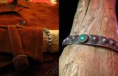 Antique Concho Repos Cuff with Turquoise   c.1930