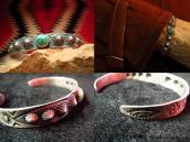 Antique Concho Repos Cuff with Turquoise   c.1930