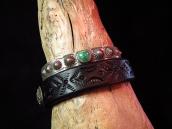 Antique Concho Repos Cuff with Turquoise   c.1930