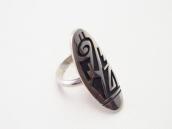 【Lawrence Saufkie】Hopi Overlay Oval Face Silver Ring c.1980～