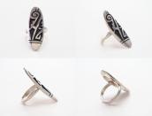 【Lawrence Saufkie】Hopi Overlay Oval Face Silver Ring c.1980～