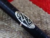 【Lawrence Saufkie】Hopi Overlay Oval Face Silver Ring c.1980～