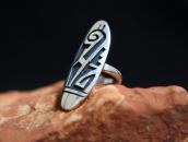 【Lawrence Saufkie】Hopi Overlay Oval Face Silver Ring c.1980～