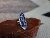 【Lawrence Saufkie】Hopi Overlay Oval Face Silver Ring c.1980～