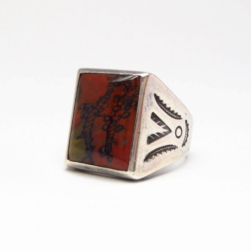 Vtg 【BELL TRADING POST】 Silver Ring w/PetrifiedWood  c.1950～