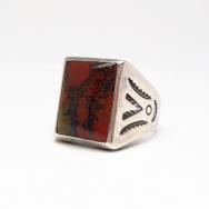Vtg 【BELL TRADING POST】 Silver Ring w/PetrifiedWood  c.1950～