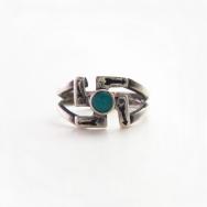 Antique Navajo Arrows Stamped 卍 Face Ring in Silver  c.1925～