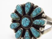 Vtg Zuni Gem No.8 Turquoise Cluster Ring in Silver c.1940～