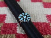 Vtg Zuni Gem No.8 Turquoise Cluster Ring in Silver c.1940～