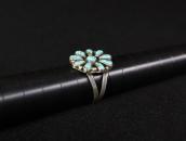 Vtg Zuni Gem No.8 Turquoise Cluster Ring in Silver c.1940～