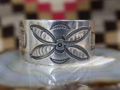 Atq Navajo 卍 & Butterfly Stamped Ingot Silver Cuff  c.1920～