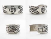 Atq Navajo 卍 & Butterfly Stamped Ingot Silver Cuff  c.1920～