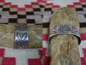 Atq Navajo 卍 & Butterfly Stamped Ingot Silver Cuff  c.1920～