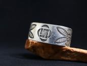 Atq Navajo 卍 & Butterfly Stamped Ingot Silver Cuff  c.1920～