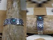 Atq Arrows Stamped 卍 & T-bird Applique Cuff in Silver c.1930