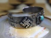 Atq Arrows Stamped 卍 & T-bird Applique Cuff in Silver c.1930