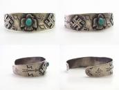 Atq Arrows Stamped 卍 & T-bird Applique Cuff in Silver c.1930