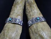 Atq Arrows Stamped 卍 & T-bird Applique Cuff in Silver c.1930